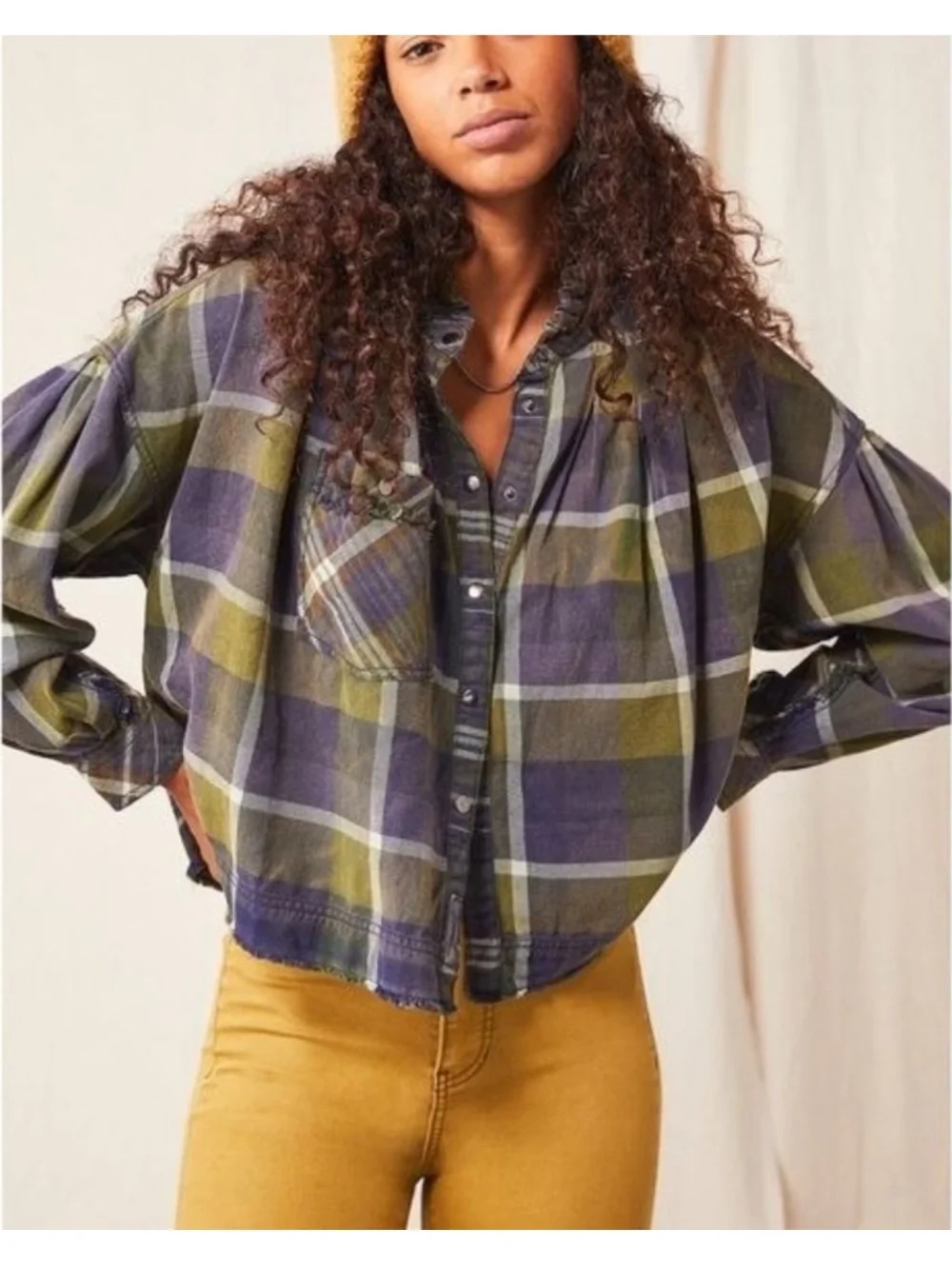 Free People We The Free Emily Plaid Top size M